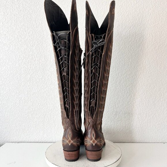 Lane Boots Over The Knee Corset Lexington- Cognac - Picture 3 of 15